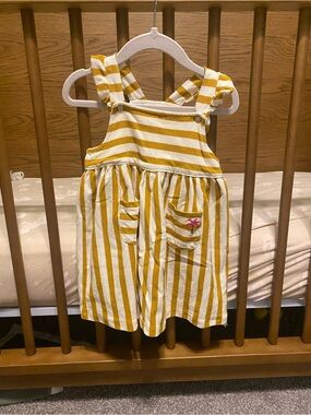 Striped Mustard & White Dress with pockets